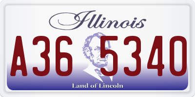 IL license plate A365340