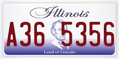 IL license plate A365356
