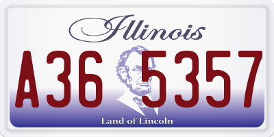IL license plate A365357