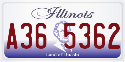 IL license plate A365362
