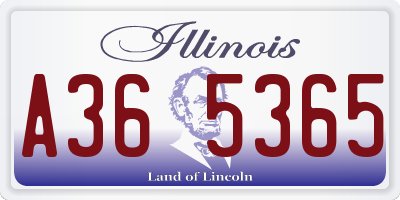 IL license plate A365365