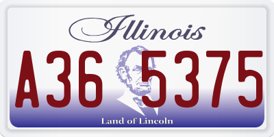 IL license plate A365375