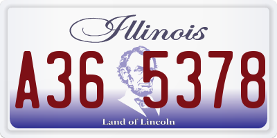IL license plate A365378