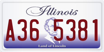 IL license plate A365381
