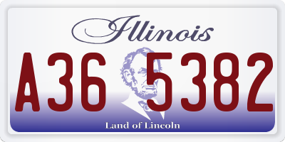 IL license plate A365382