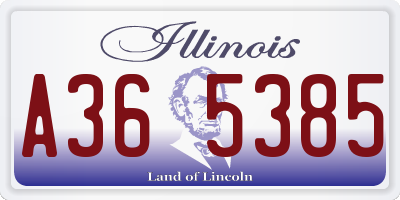 IL license plate A365385