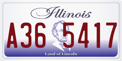 IL license plate A365417