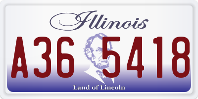 IL license plate A365418