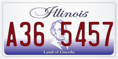 IL license plate A365457