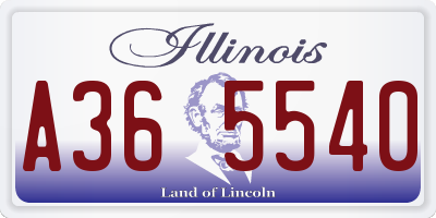 IL license plate A365540