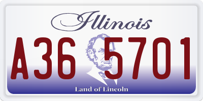 IL license plate A365701