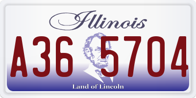 IL license plate A365704