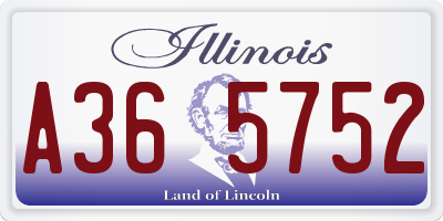 IL license plate A365752