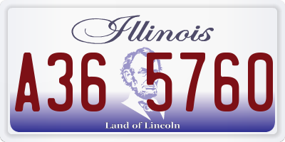 IL license plate A365760