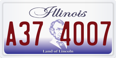 IL license plate A374007