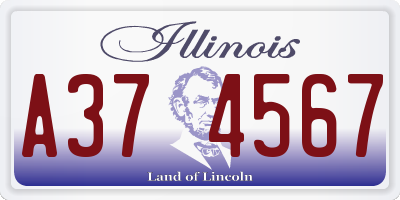IL license plate A374567