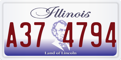 IL license plate A374794