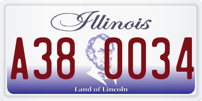 IL license plate A380034