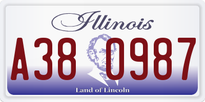 IL license plate A380987