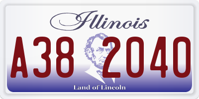 IL license plate A382040