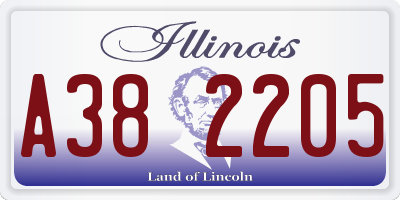 IL license plate A382205
