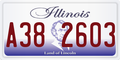 IL license plate A382603