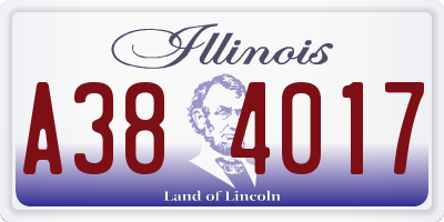 IL license plate A384017