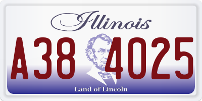 IL license plate A384025