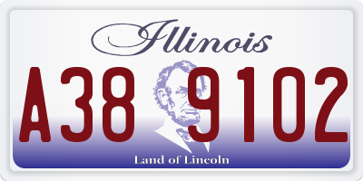 IL license plate A389102
