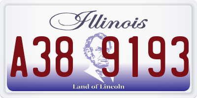 IL license plate A389193