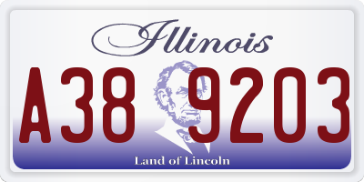 IL license plate A389203