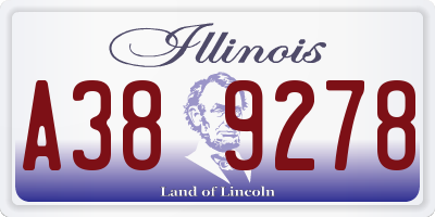 IL license plate A389278