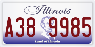 IL license plate A389985