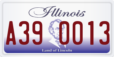 IL license plate A390013