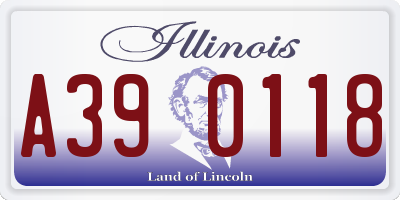 IL license plate A390118
