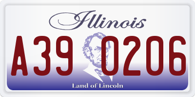 IL license plate A390206