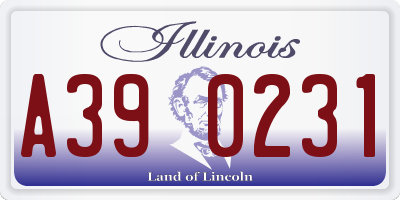 IL license plate A390231