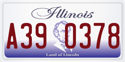 IL license plate A390378
