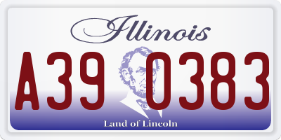 IL license plate A390383