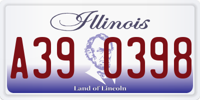 IL license plate A390398