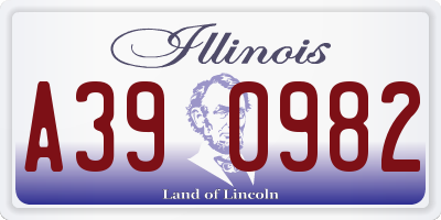 IL license plate A390982