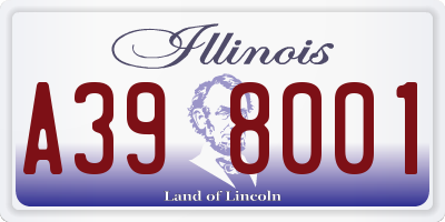 IL license plate A398001
