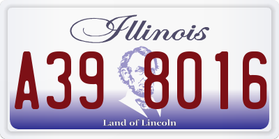 IL license plate A398016