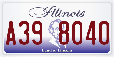 IL license plate A398040