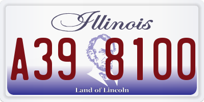 IL license plate A398100