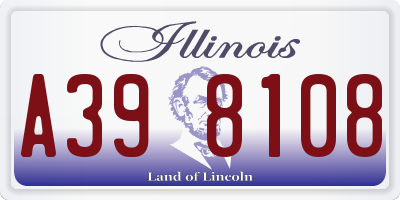 IL license plate A398108
