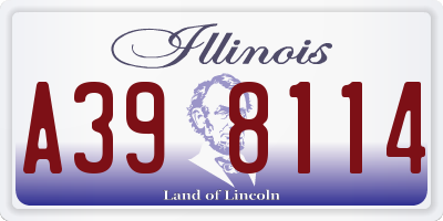IL license plate A398114