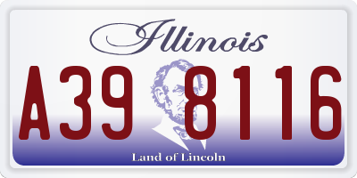 IL license plate A398116
