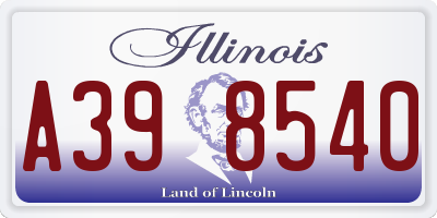 IL license plate A398540