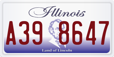 IL license plate A398647